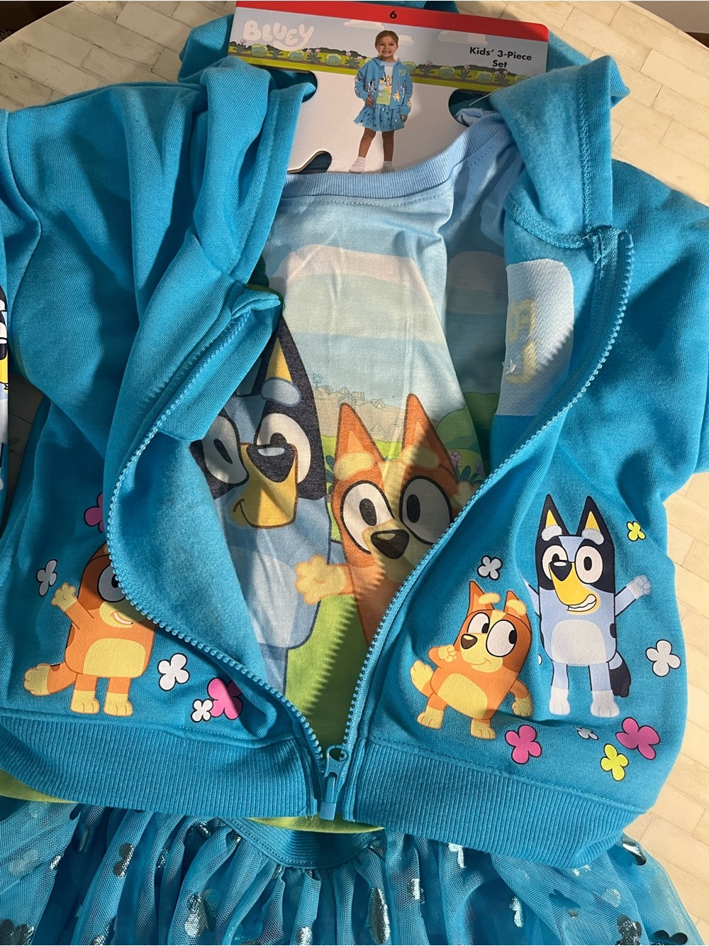 Bluey 3 Piece Matching Set Hoodie, T-Shirt and Tutu - Picture 3 of 7